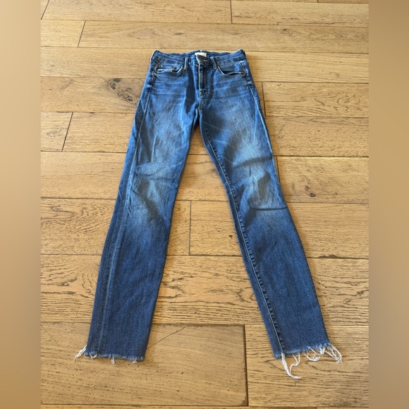 Mother the looker‎ Ankle Fray Groovin Blue Denim Jeans Women’s Sz 24 - Picture 1 of 12